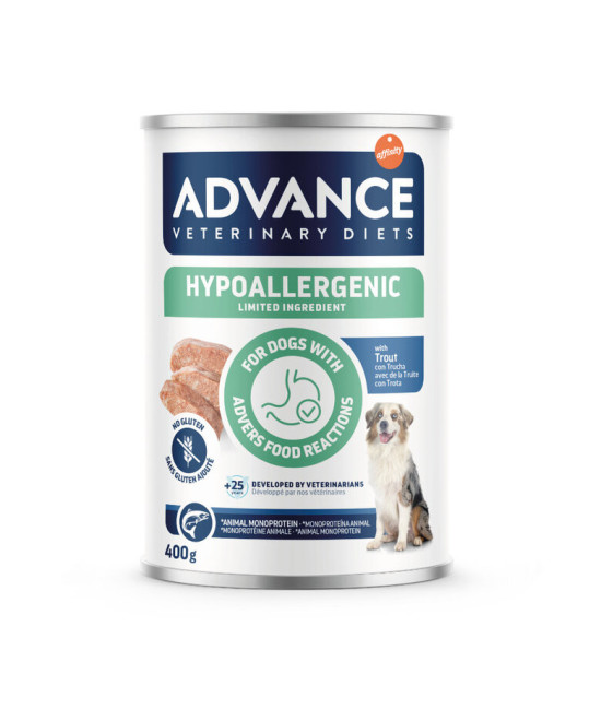 ADVANCE VETERINARY DIETS HYPOALLERGENIC TROUT COMIDA HUMEDA PERROS 400G